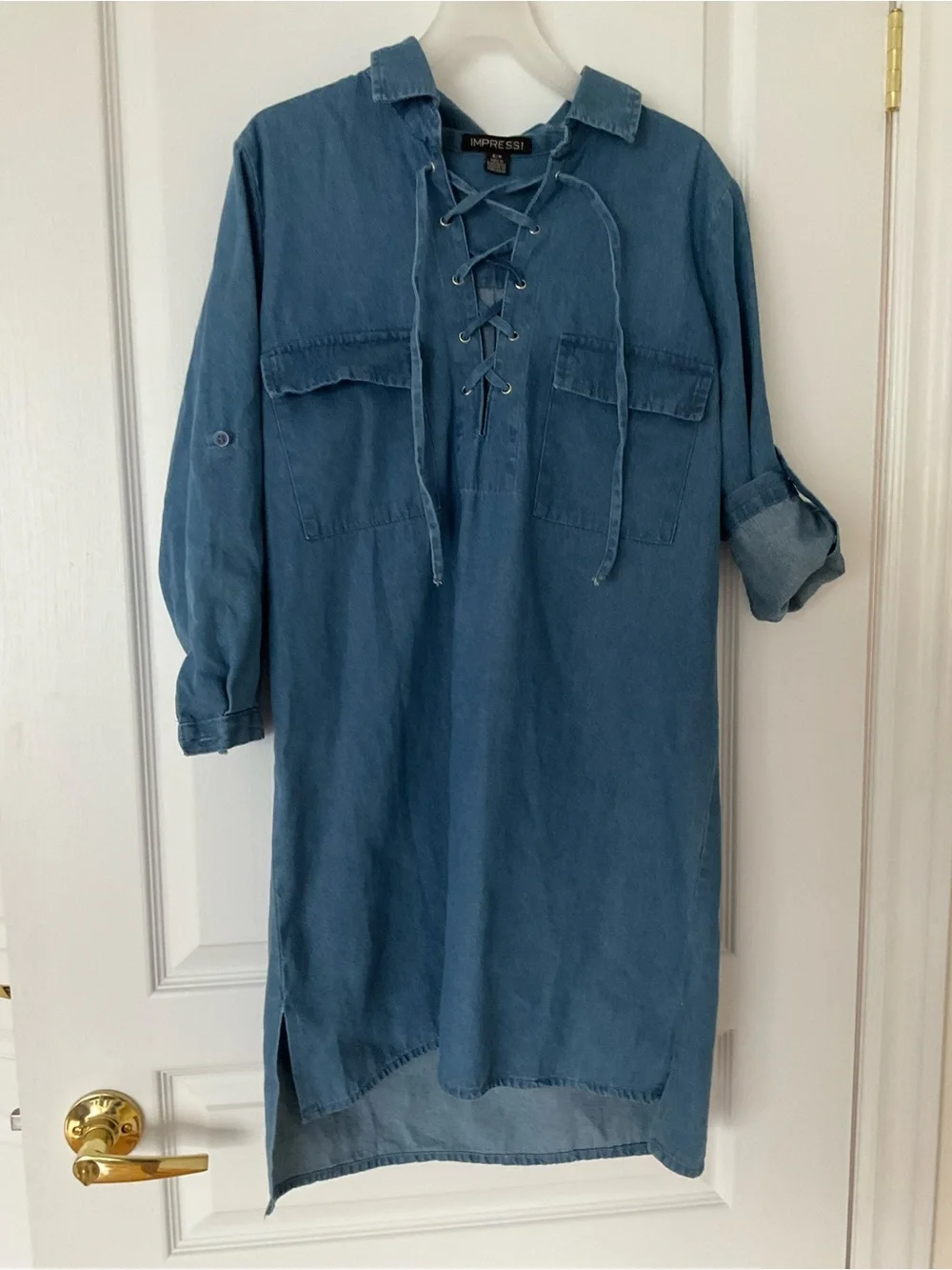 imPRESS Blue Lace-Up Long Shirt - Size S - Picture 7 of 13